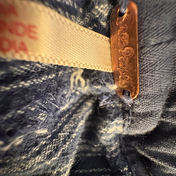 Free People railroad stripe denim ankle pants; tapered; gathered waist; size XS - Picture 6 of 6